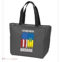 I Stand With Ukraine Painted USA Ukrainian Flags Tote Bag thumb 3