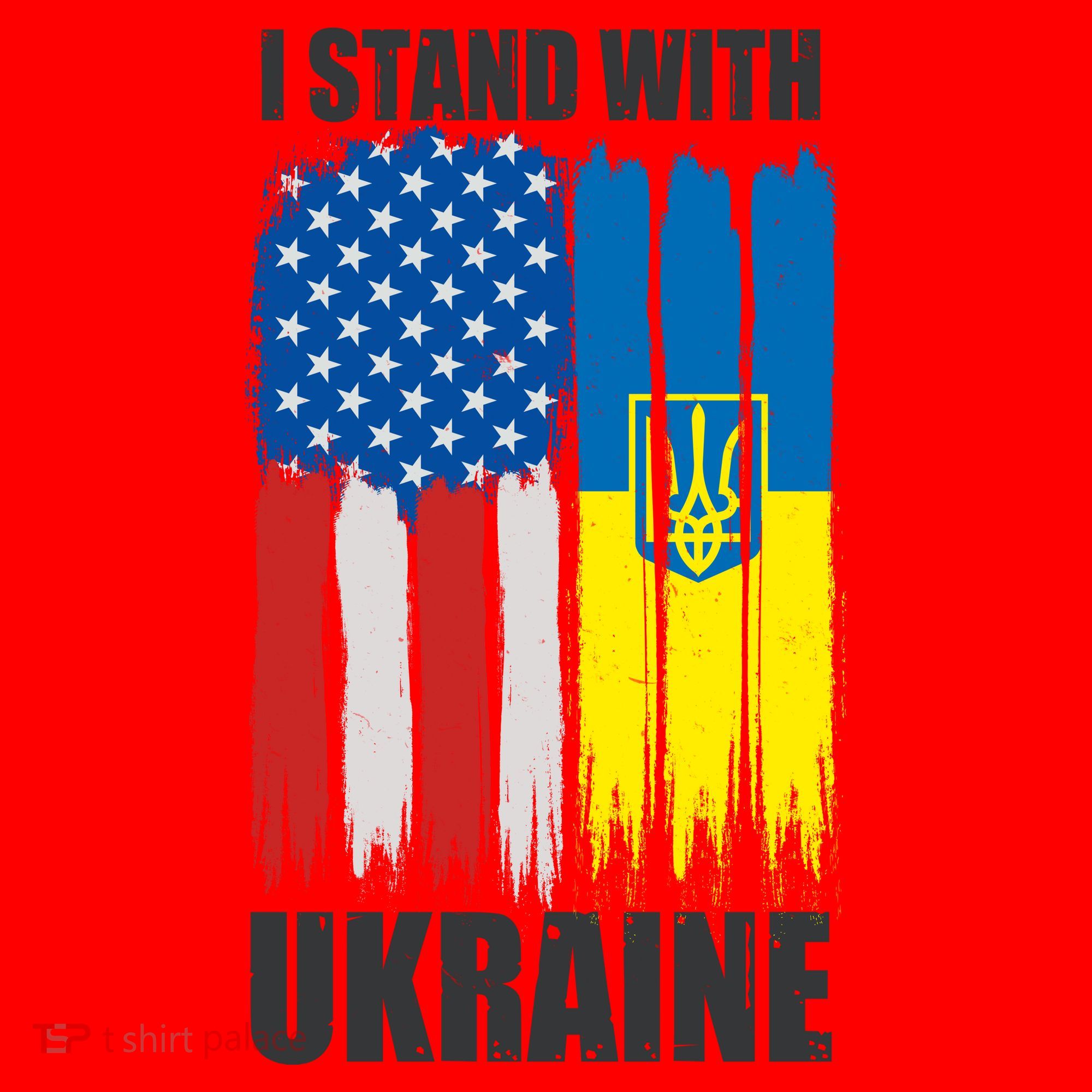 I Stand With Ukraine Painted USA Ukrainian Flags Santa Hat