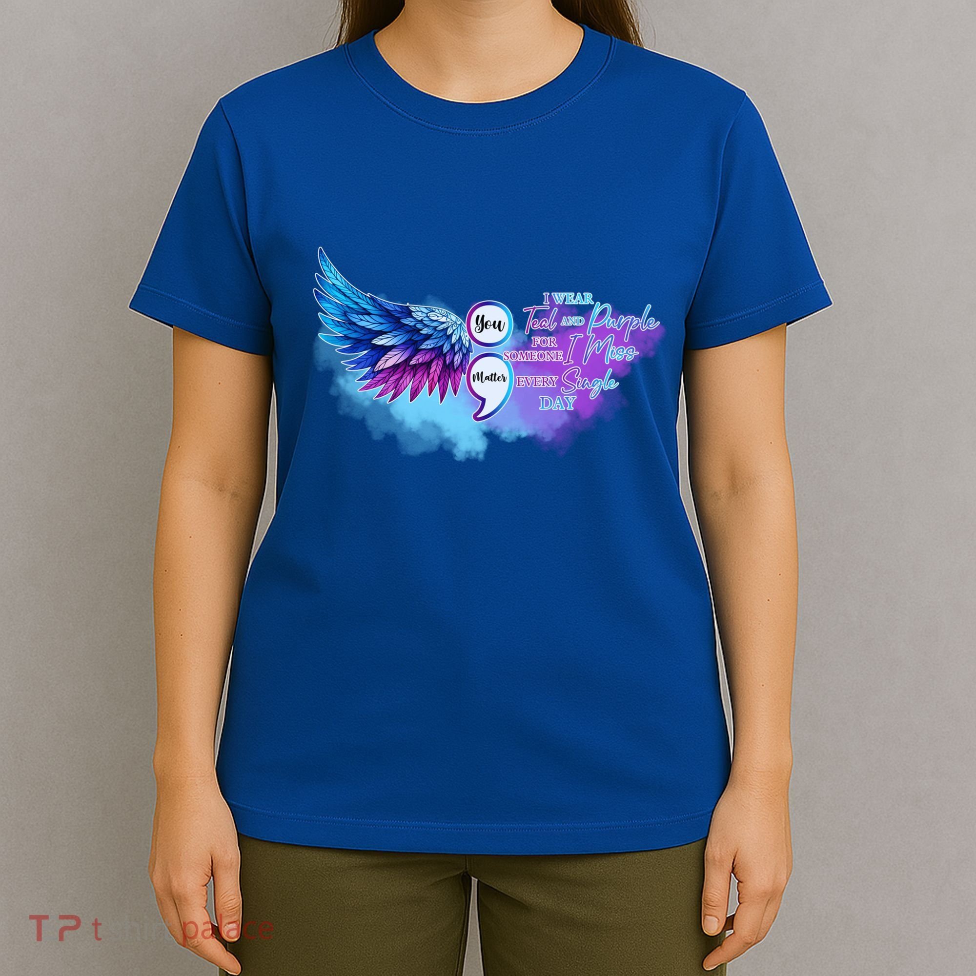 In September We Wear Teal And Purple Ribbon Suicide Prevention Gift T-Shirt