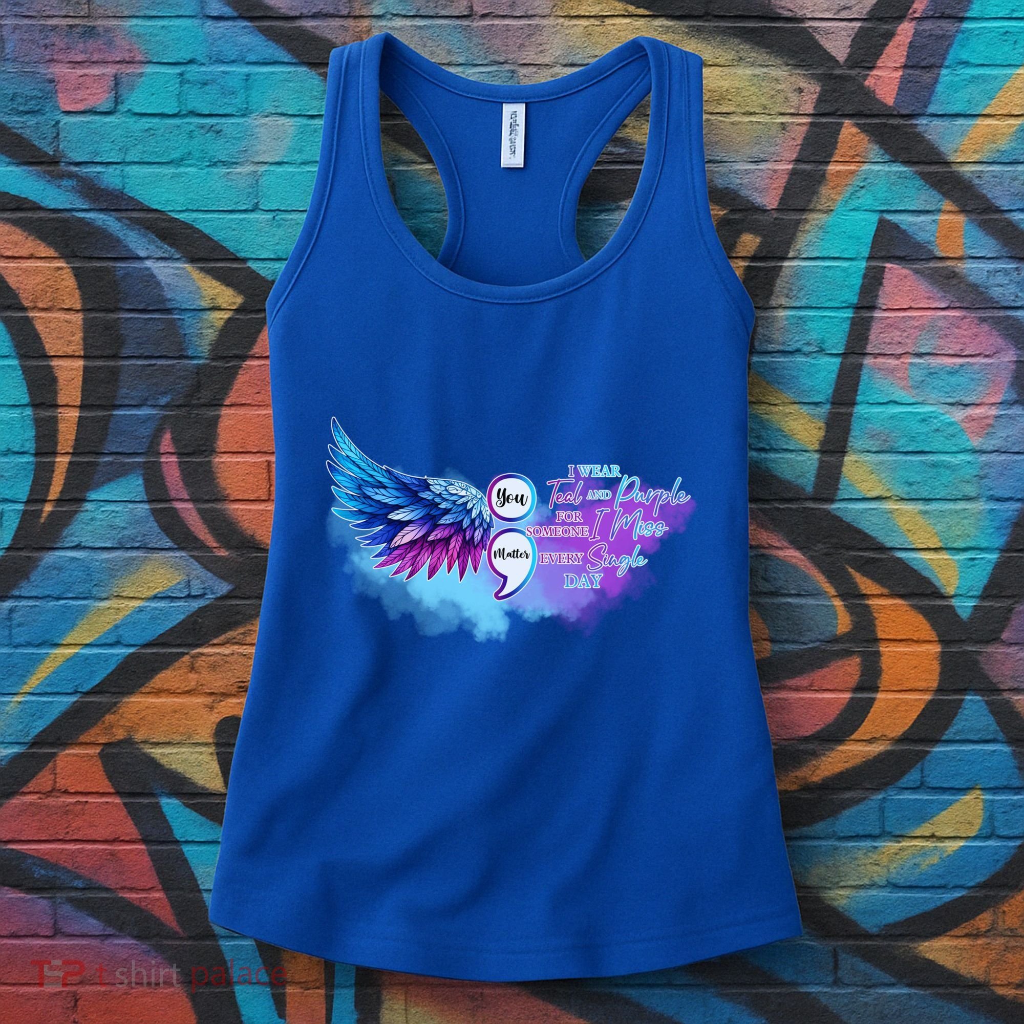 In September We Wear Teal And Purple Ribbon Suicide Prevention Gift Women's Tank Top