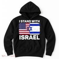 I Stand With Israel Usa American Flag With Israel Flag Hoodie thumb 0