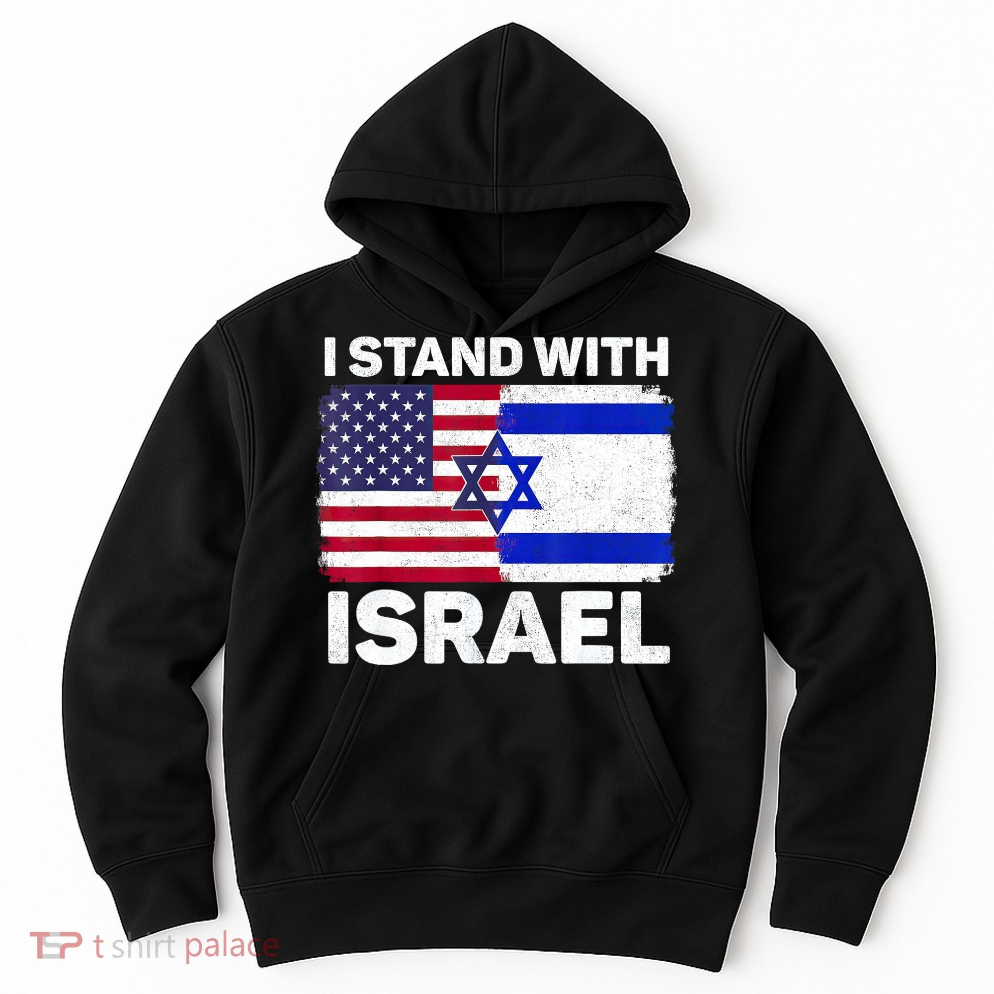 I Stand With Israel Usa American Flag With Israel Flag Hoodie