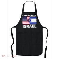 I Stand With Israel Usa American Flag With Israel Flag Apron thumb 0