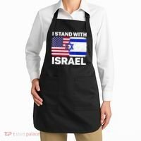 I Stand With Israel Usa American Flag With Israel Flag Apron thumb 2