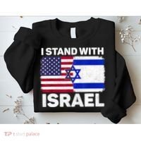 I Stand With Israel Usa American Flag With Israel Flag Sweatshirt thumb 2