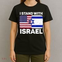 I Stand With Israel Usa American Flag With Israel Flag T-Shirt thumb 4