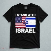 I Stand With Israel Usa American Flag With Israel Flag T-Shirt thumb 5