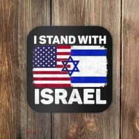 I Stand With Israel Usa American Flag With Israel Flag Coaster thumb 0