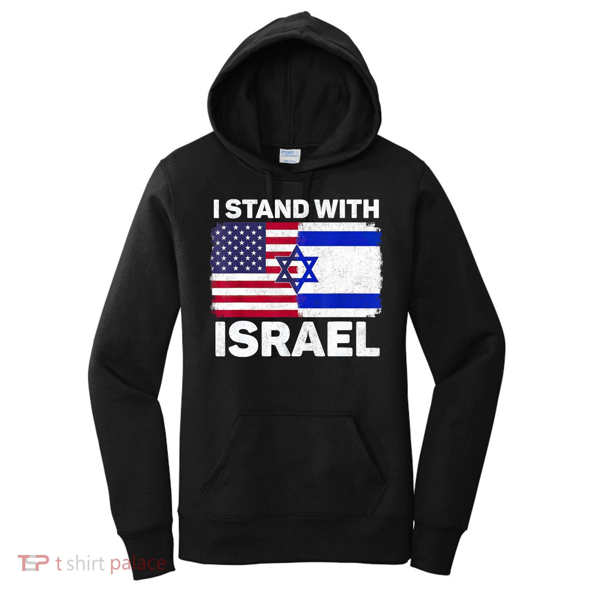 I Stand With Israel Usa American Flag With Israel Flag Women's Hoodie