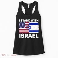 I Stand With Israel Usa American Flag With Israel Flag Women's Tank Top thumb 0