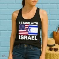 I Stand With Israel Usa American Flag With Israel Flag Women's Tank Top thumb 2