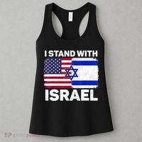 I Stand With Israel Usa American Flag With Israel Flag Women's Tank Top thumb 3