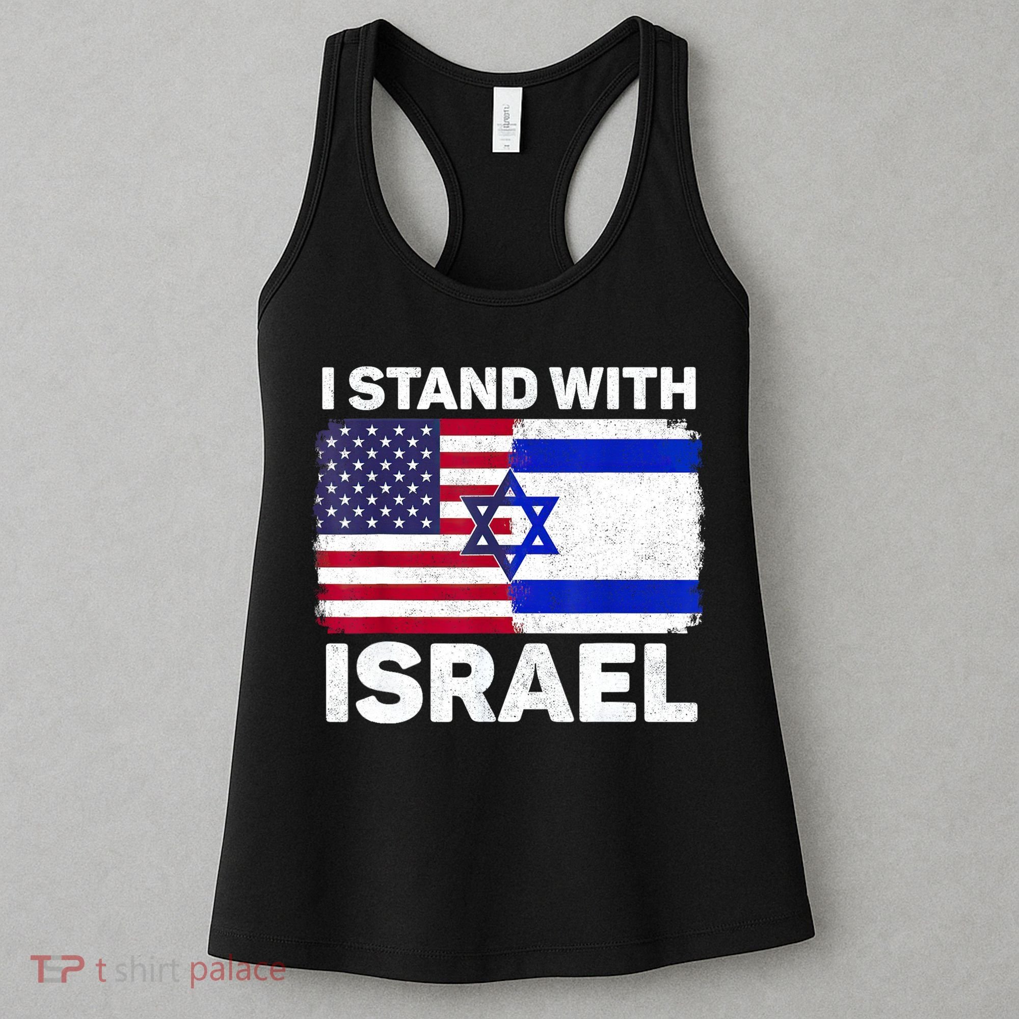 I Stand With Israel Usa American Flag With Israel Flag Women's Tank Top