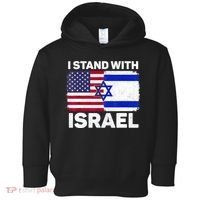 I Stand With Israel Usa American Flag With Israel Flag Toddler Hoodie thumb 0