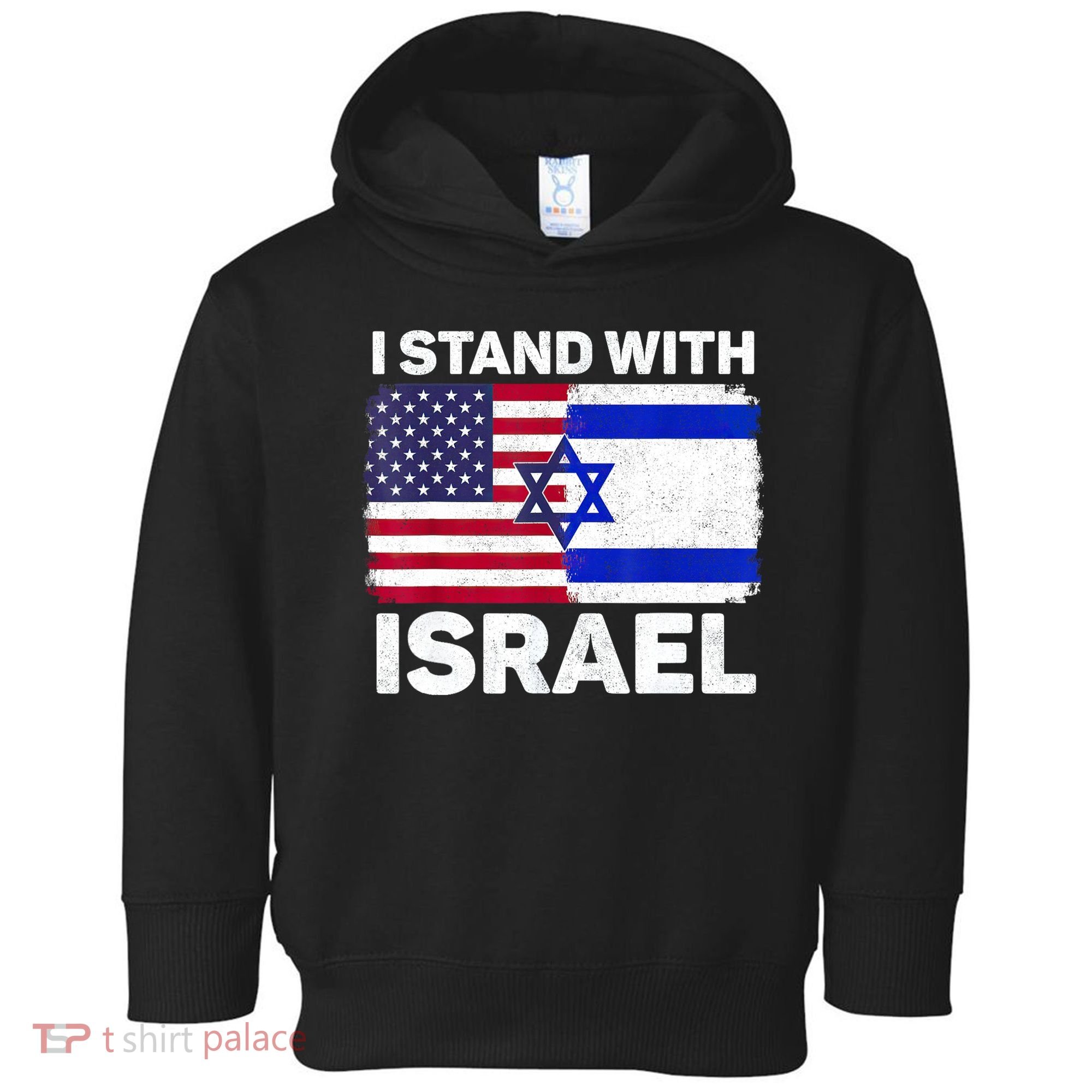 I Stand With Israel Usa American Flag With Israel Flag Toddler Hoodie