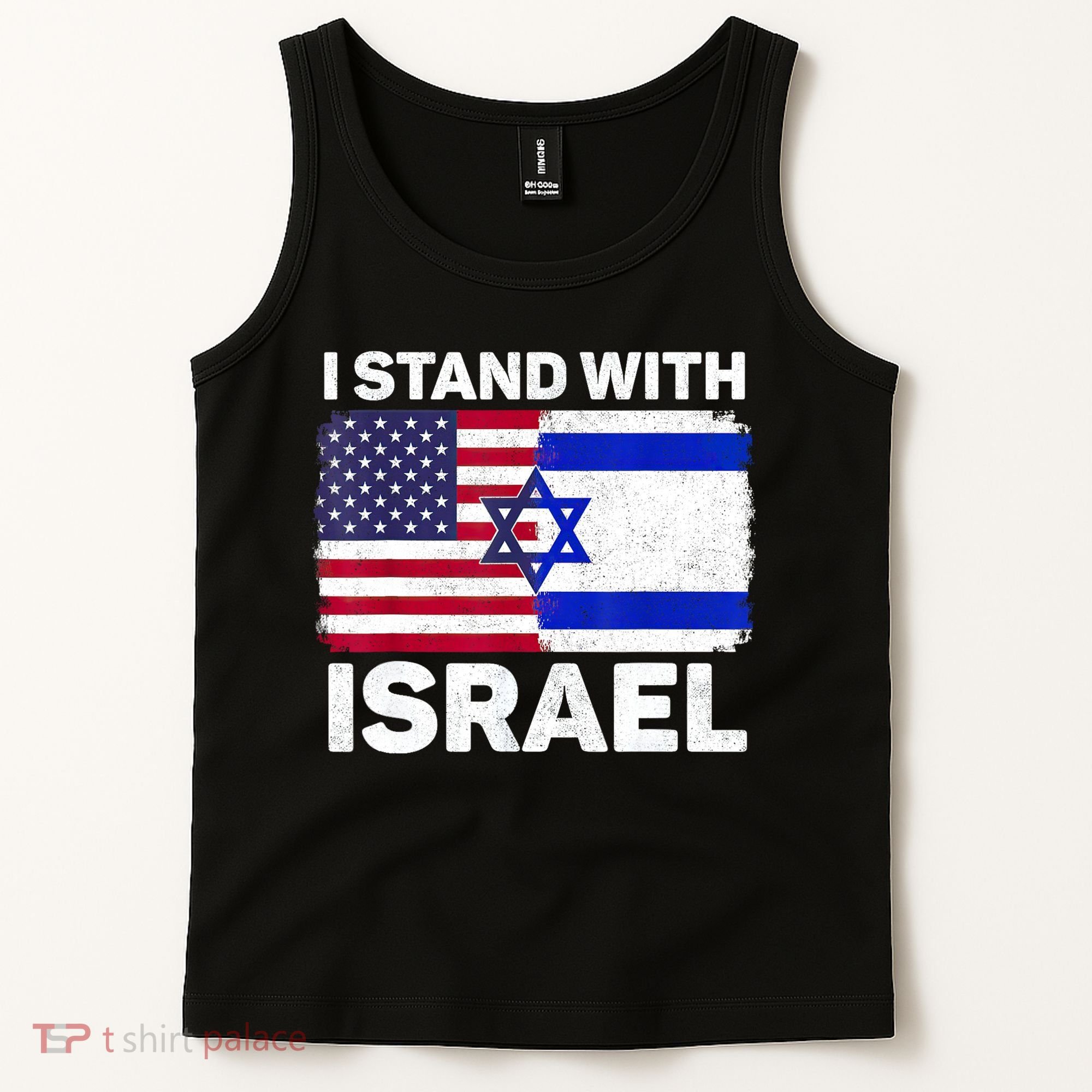 I Stand With Israel Usa American Flag With Israel Flag Tank Top