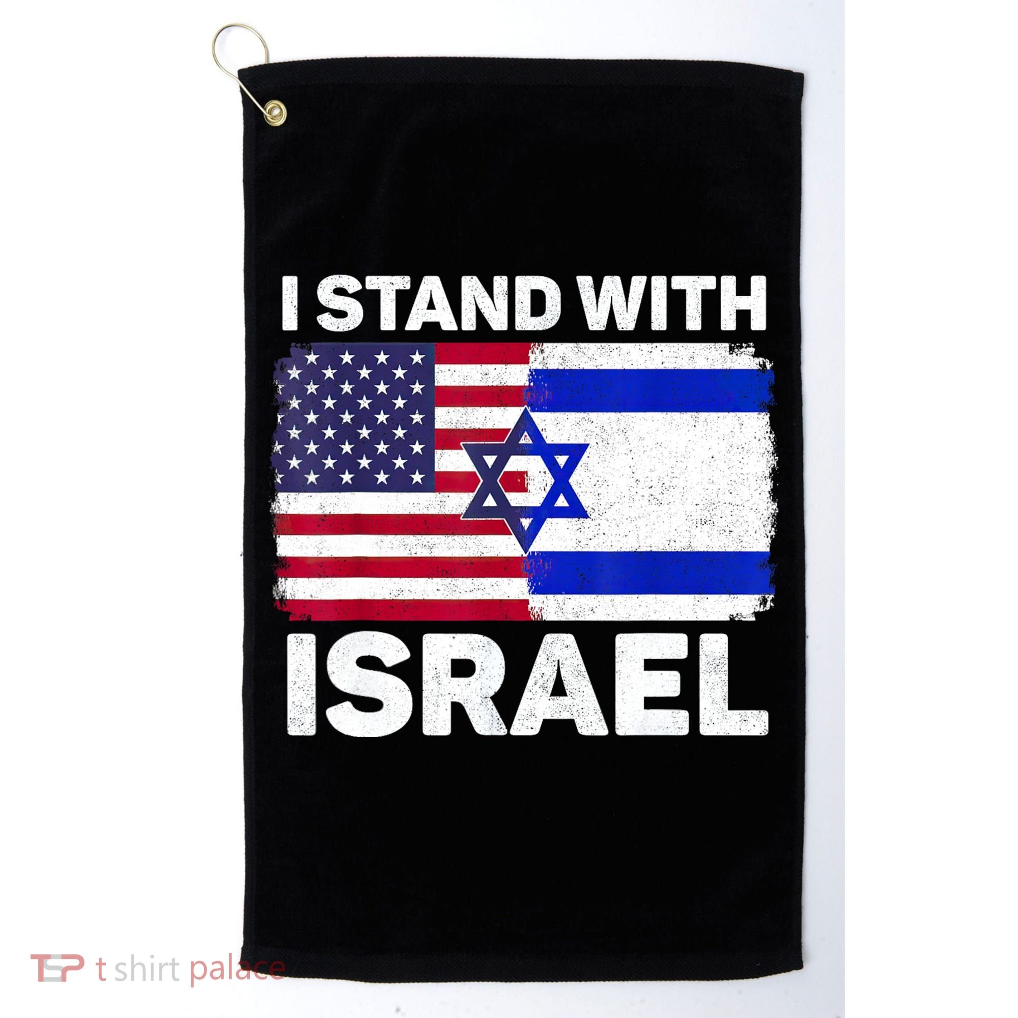 I Stand With Israel Usa American Flag With Israel Flag Golf Towel