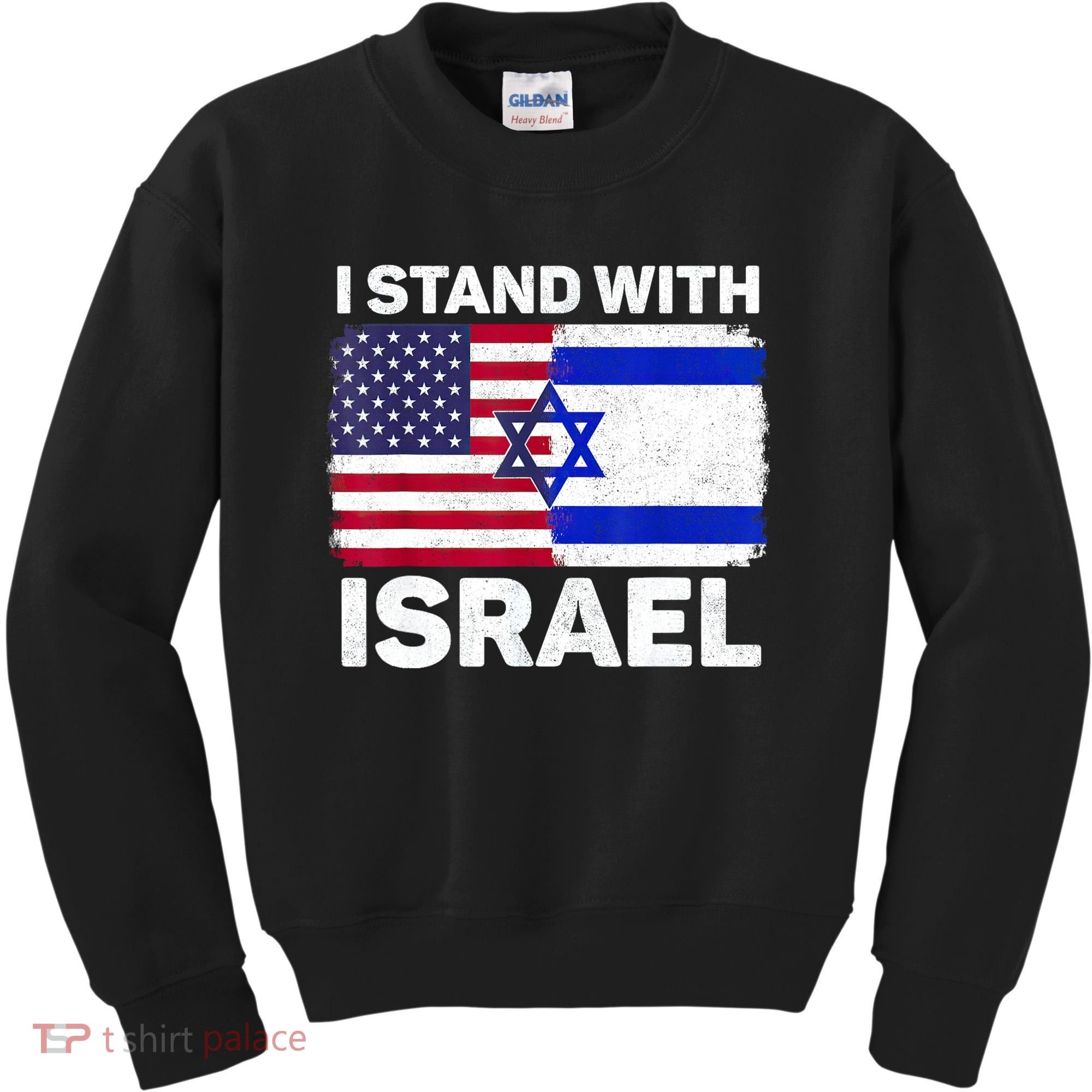 I Stand With Israel Usa American Flag With Israel Flag Kids Sweatshirt