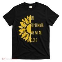 In September We Wear Gold Childhood Cancer Sunflower T-Shirt thumb 0