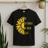 In September We Wear Gold Childhood Cancer Sunflower T-Shirt thumb 2