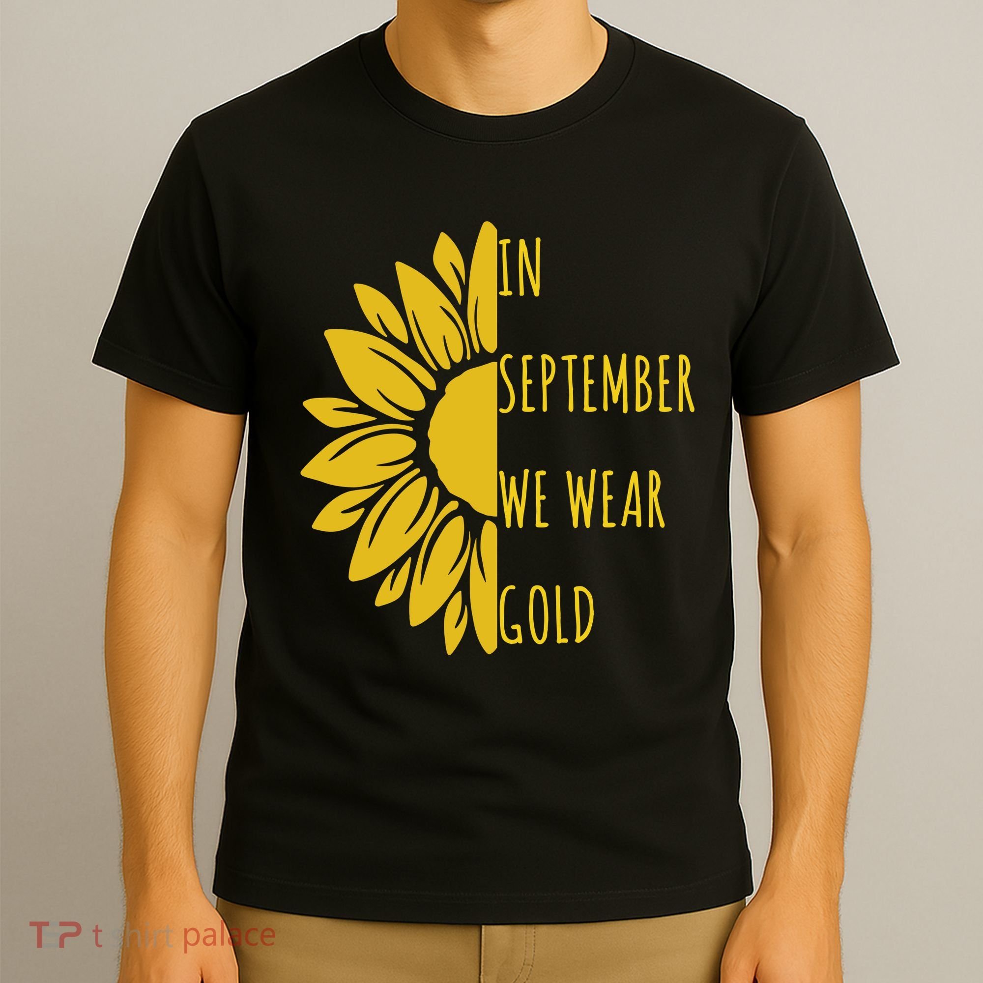 In September We Wear Gold Childhood Cancer Sunflower T-Shirt