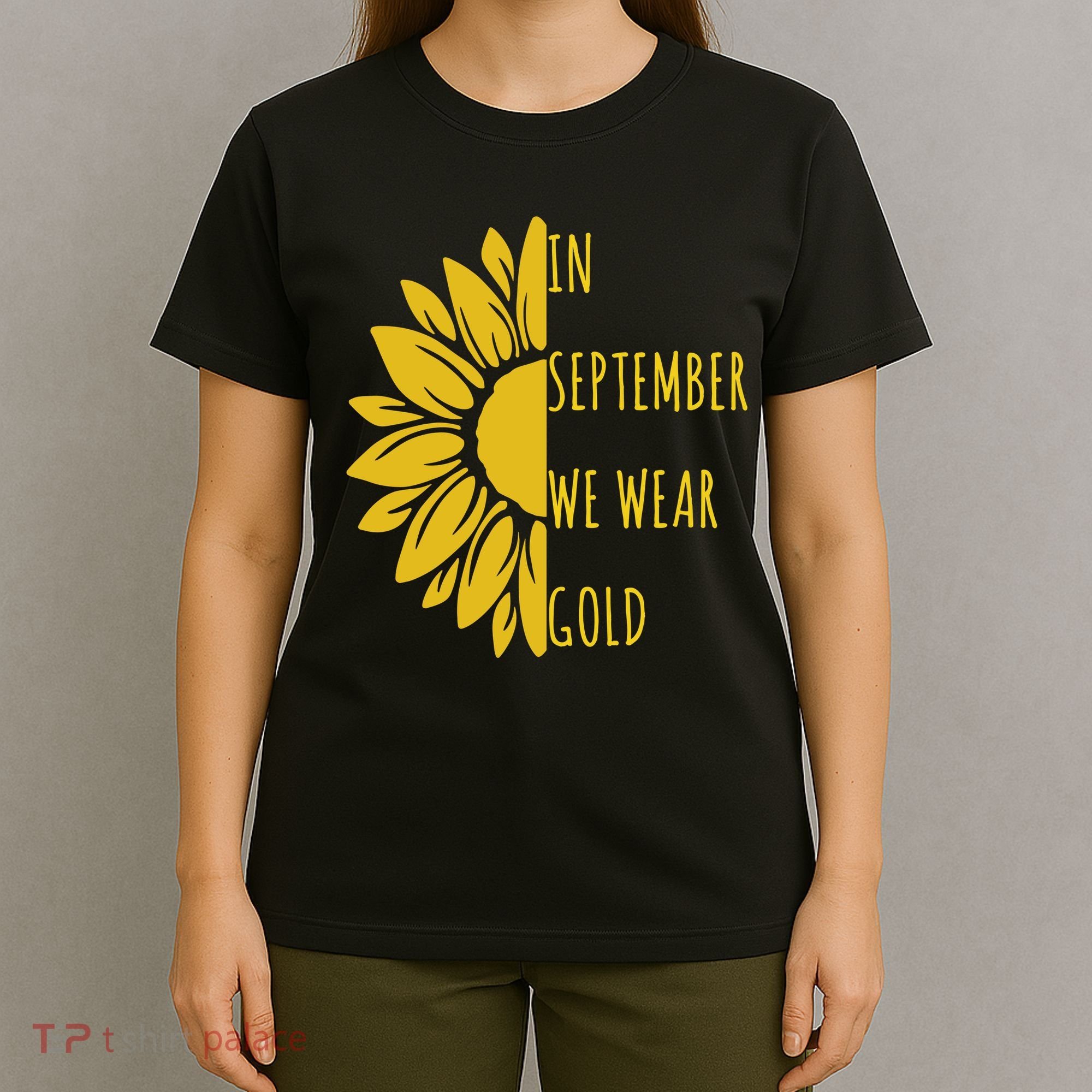 In September We Wear Gold Childhood Cancer Sunflower T-Shirt