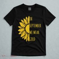 In September We Wear Gold Childhood Cancer Sunflower T-Shirt thumb 5