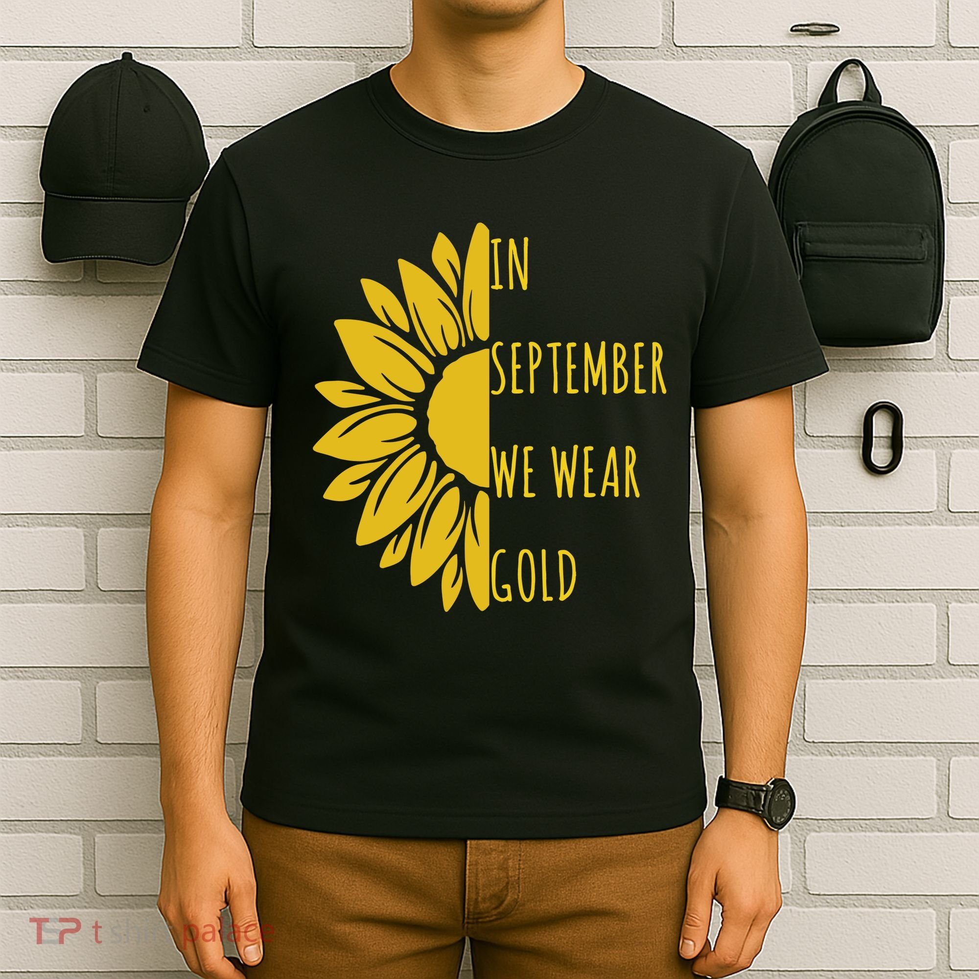 In September We Wear Gold Childhood Cancer Sunflower T-Shirt