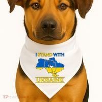 I Stand With Ukraine Map USA-Made Doggie Bandana thumb 1