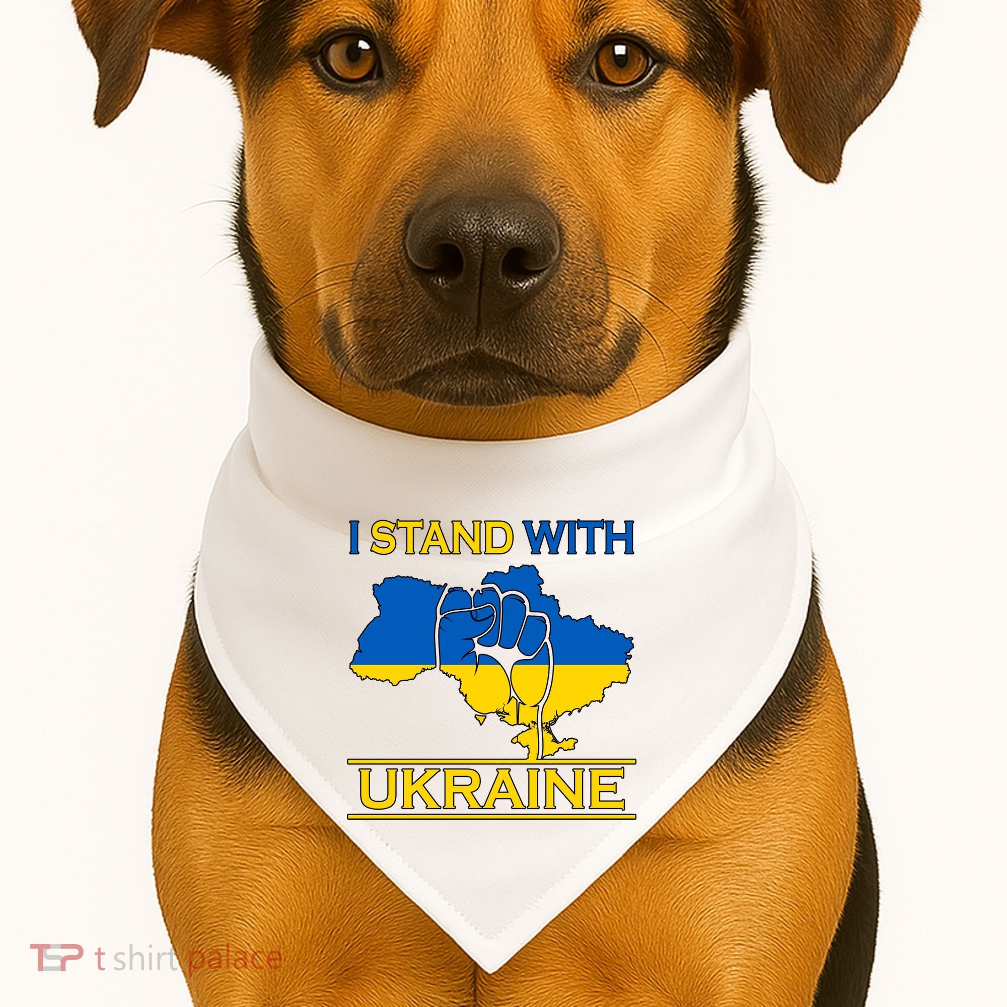 I Stand With Ukraine Map USA-Made Doggie Bandana