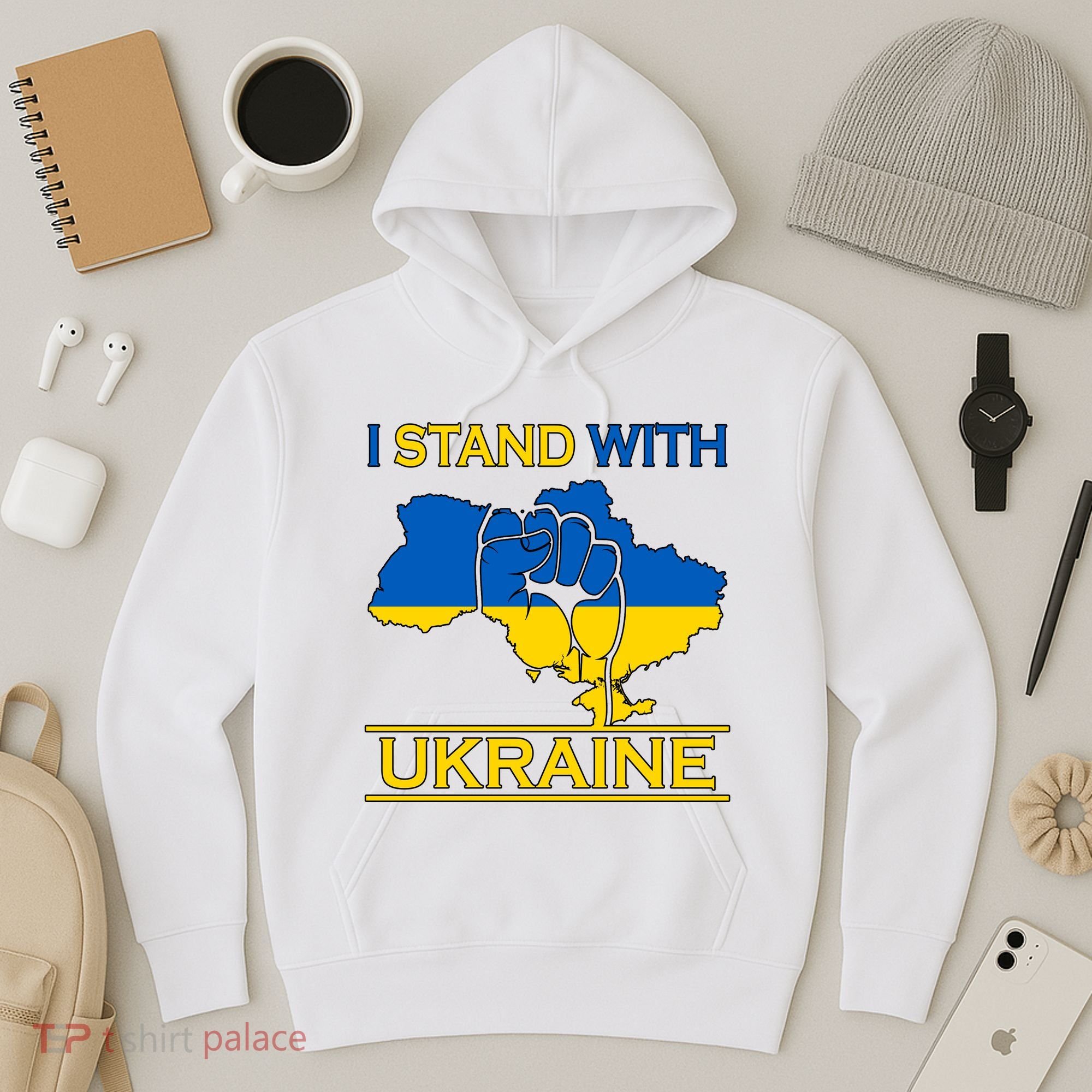 I Stand With Ukraine Map Hoodie