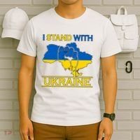 I Stand With Ukraine Map T-Shirt thumb 6