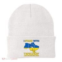 I Stand With Ukraine Map Beanie thumb 0