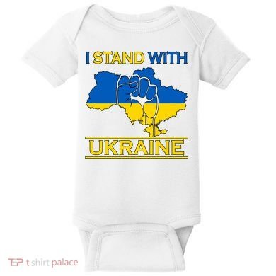 I Stand With Ukraine Map Baby Bodysuit