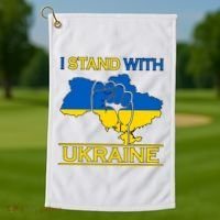 I Stand With Ukraine Map Golf Towel thumb 1