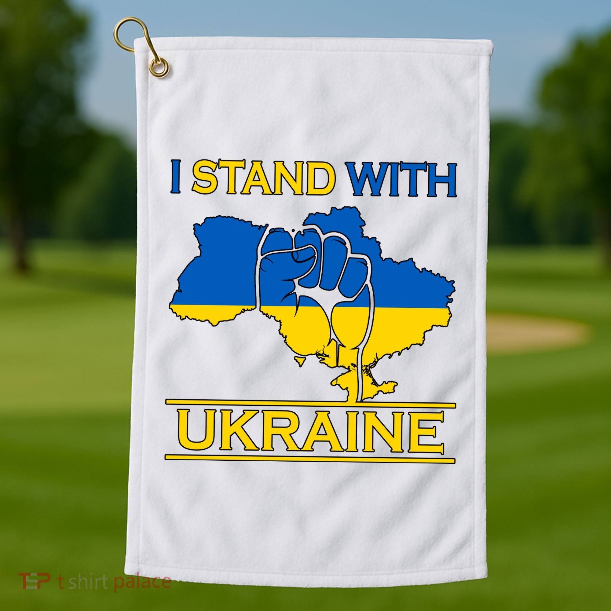 I Stand With Ukraine Map Golf Towel