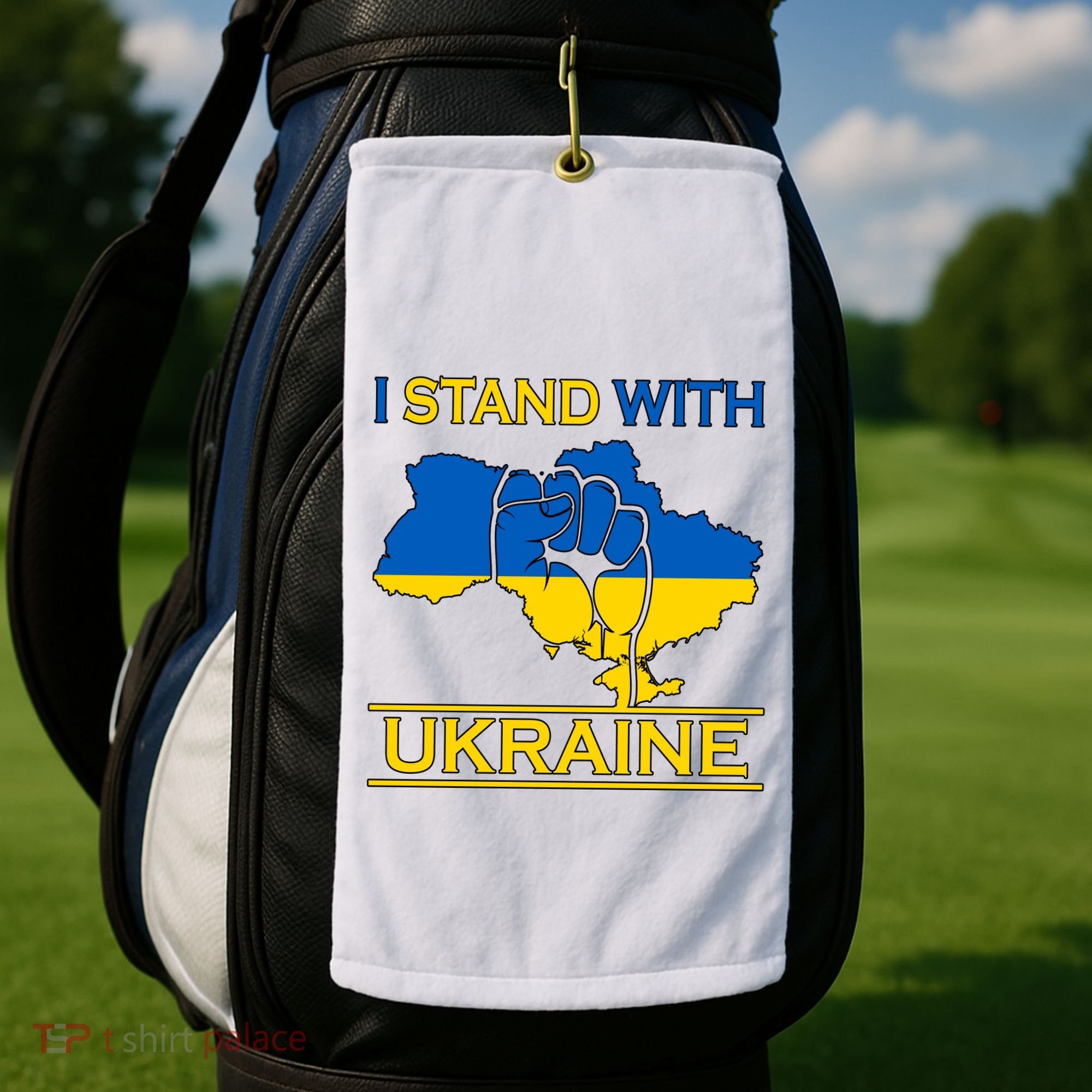 I Stand With Ukraine Map Golf Towel