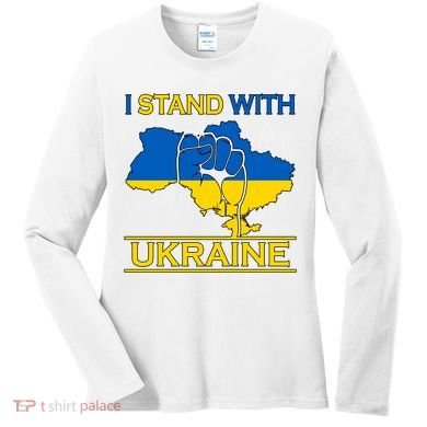 I Stand With Ukraine Map Women's Long Sleeve Shirt