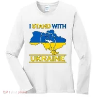 I Stand With Ukraine Map Women's Long Sleeve Shirt thumb 0