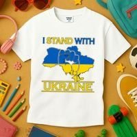 I Stand With Ukraine Map Kids T-Shirt thumb 3