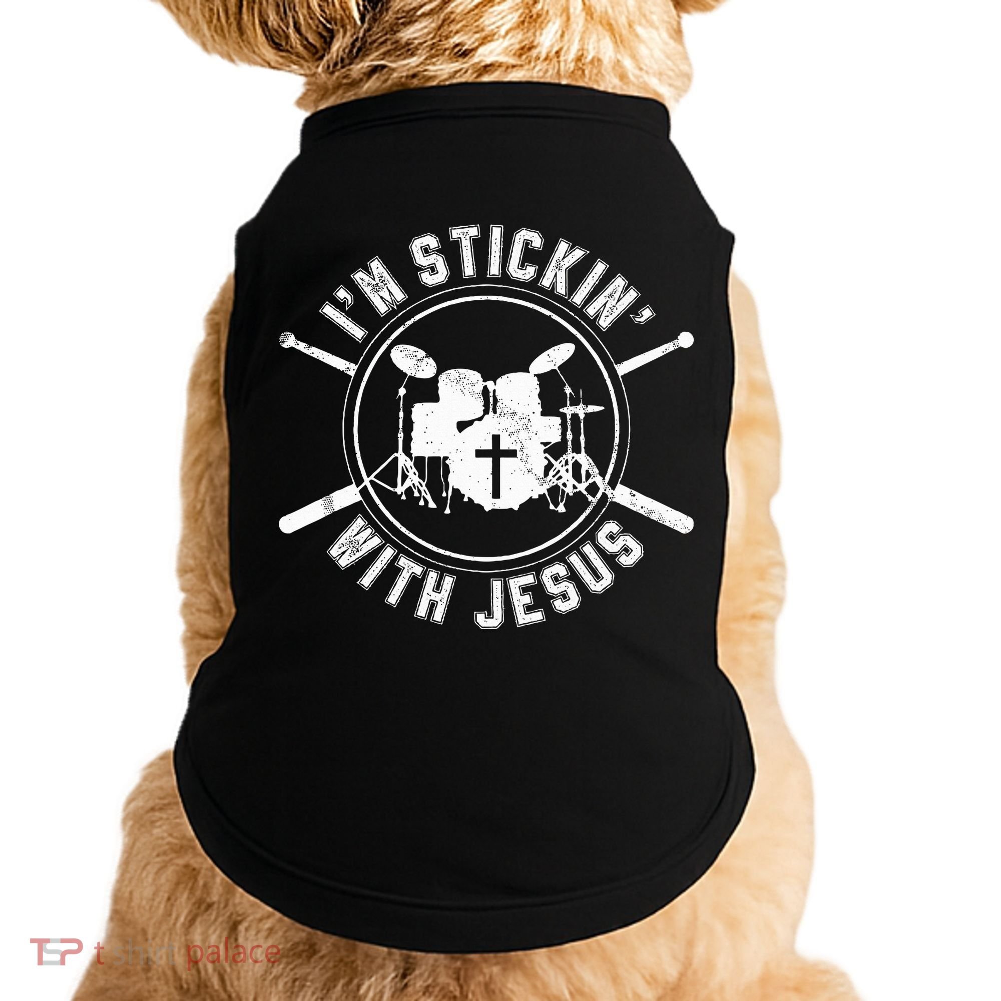 IM Stickin With Jesus Christian Drummer Drum Sticks Doggie Tank