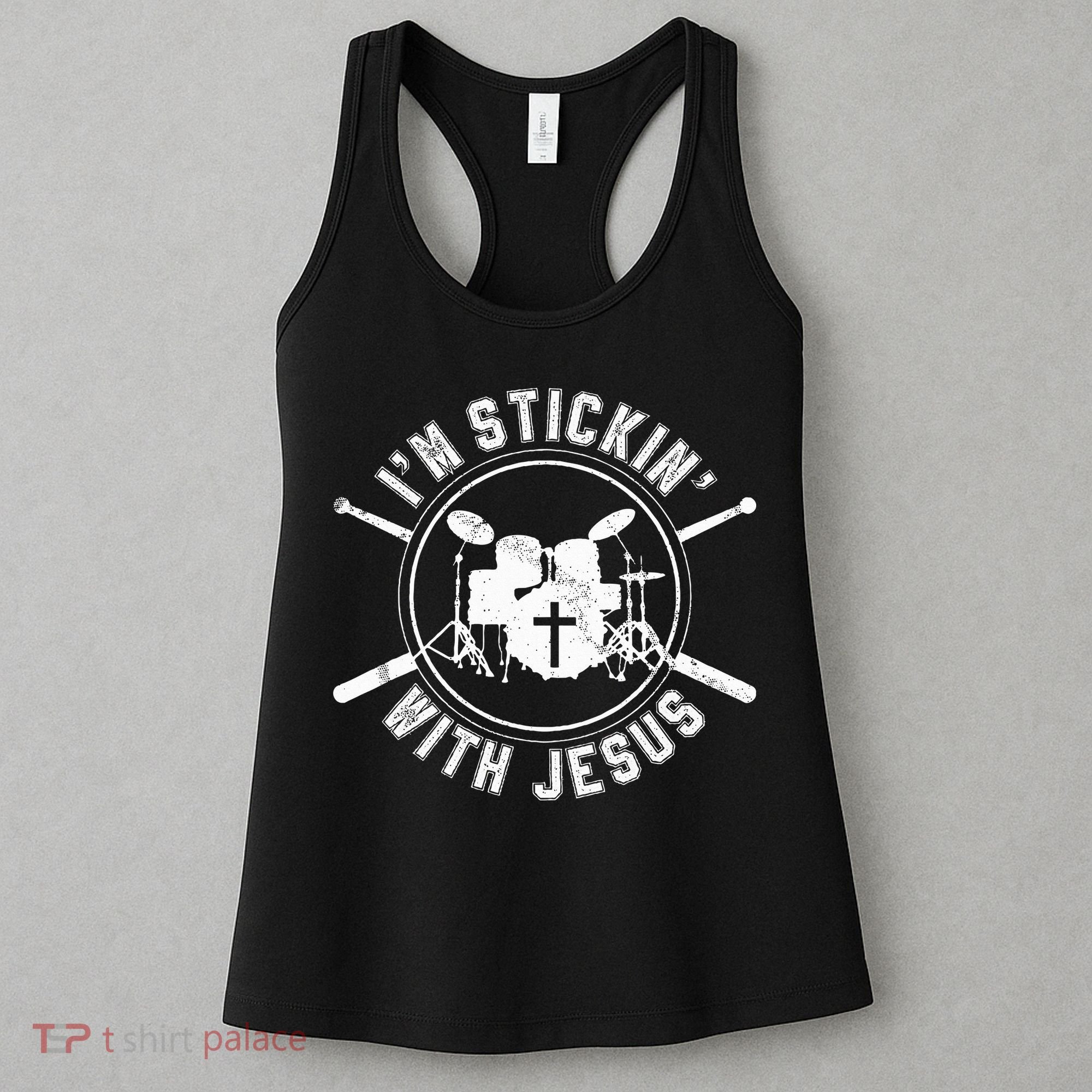 IM Stickin With Jesus Christian Drummer Drum Sticks Women's Tank Top