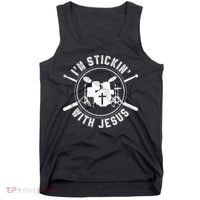 IM Stickin With Jesus Christian Drummer Drum Sticks Tank Top thumb 0