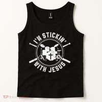 IM Stickin With Jesus Christian Drummer Drum Sticks Tank Top thumb 2