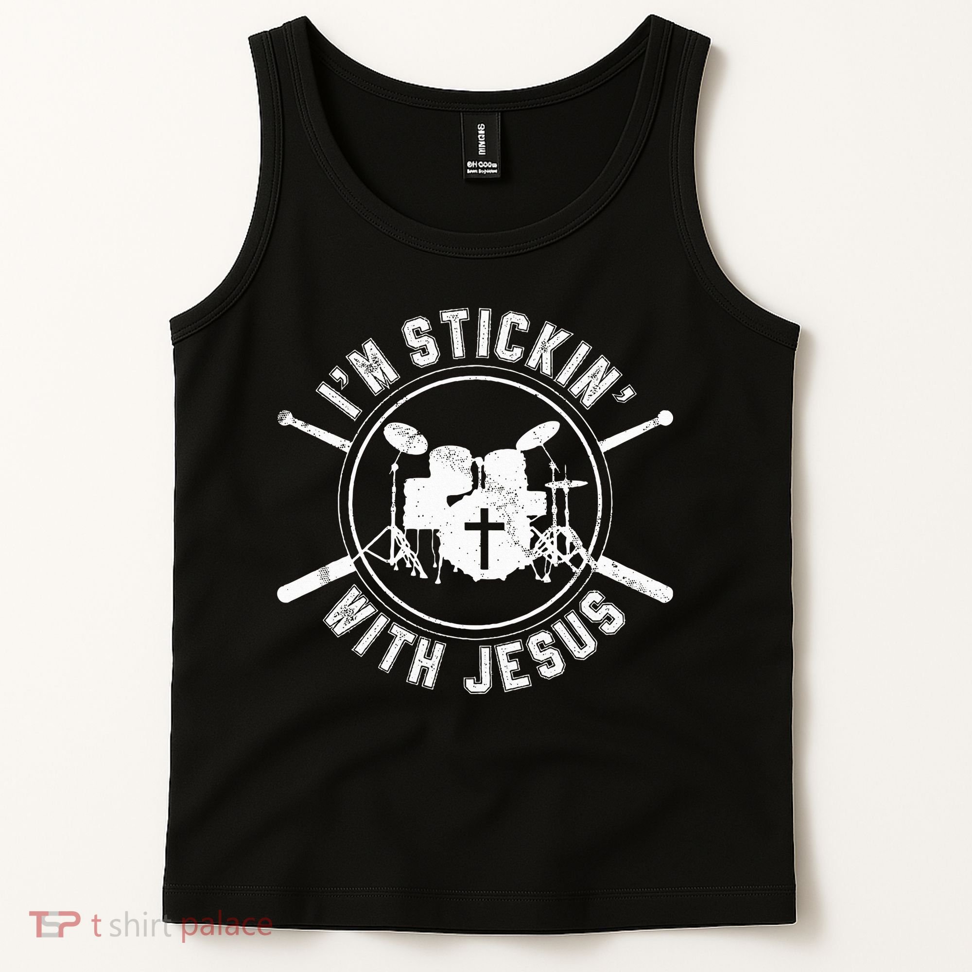 IM Stickin With Jesus Christian Drummer Drum Sticks Tank Top