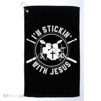 IM Stickin With Jesus Christian Drummer Drum Sticks Golf Towel thumb 0