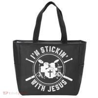 IM Stickin With Jesus Christian Drummer Drum Sticks Tote Bag thumb 0