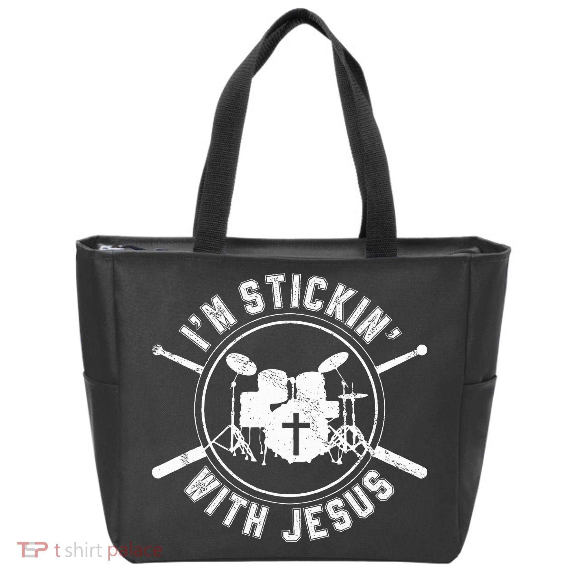 IM Stickin With Jesus Christian Drummer Drum Sticks Tote Bag