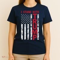 I Stand With Trump I Stand With America Cool Patriotic T-Shirt thumb 4