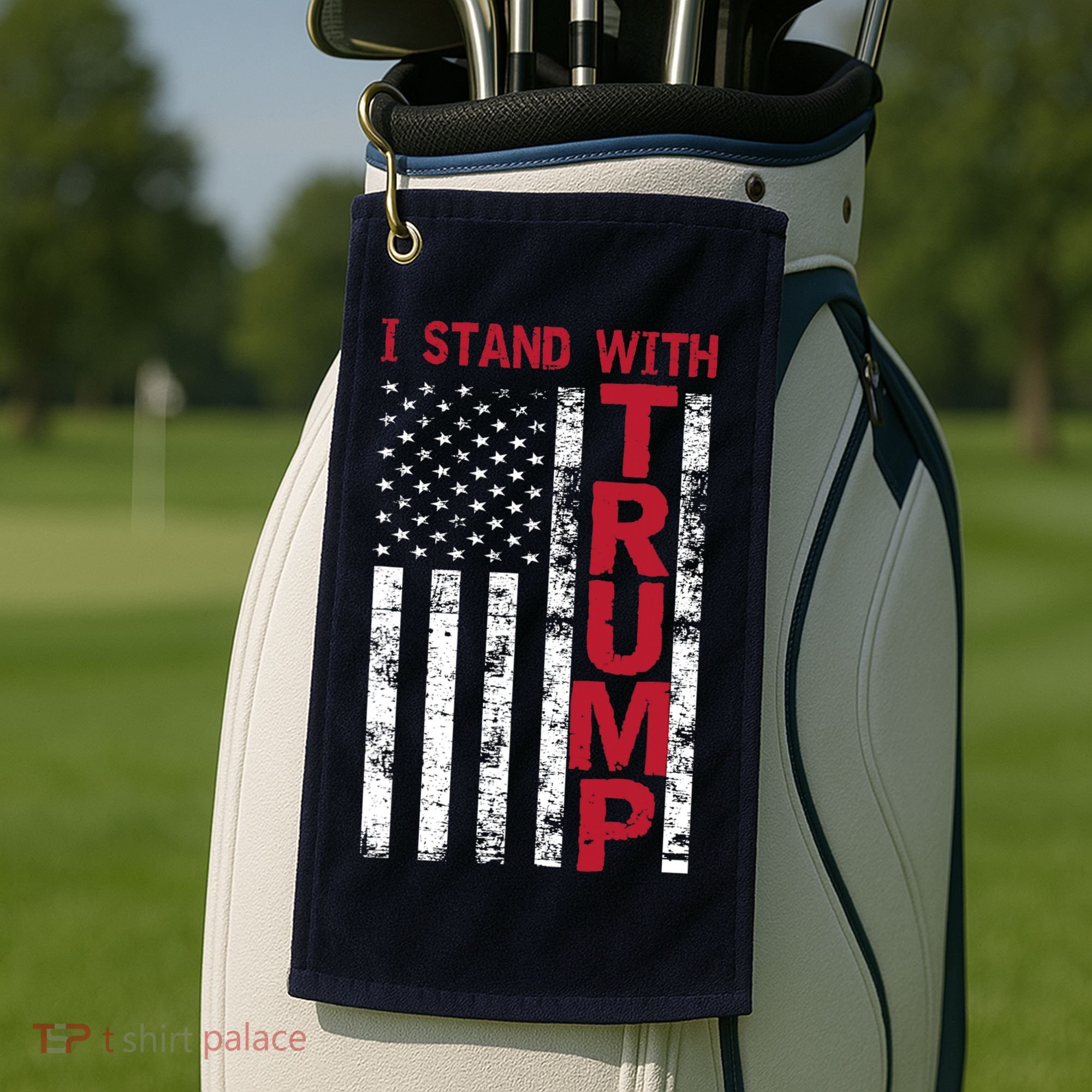 I Stand With Trump I Stand With America Cool Patriotic Golf Towel